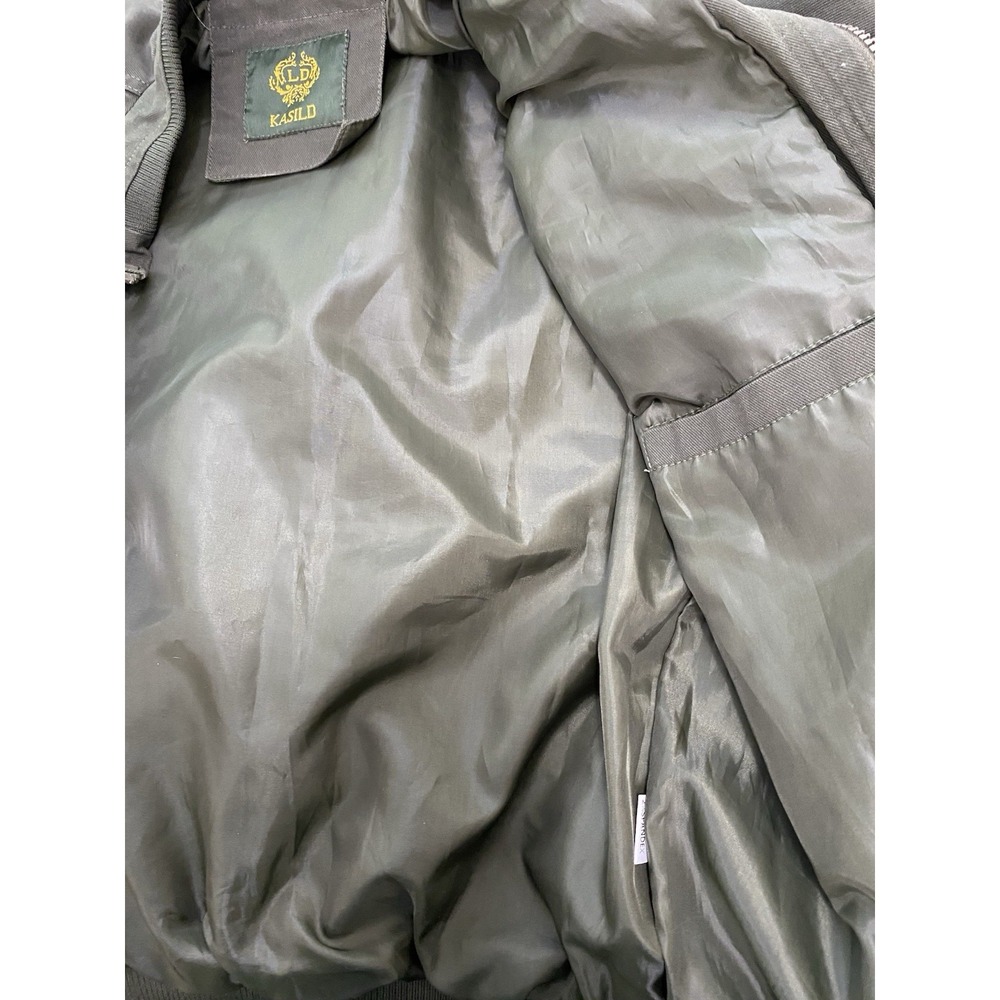 LD Kasild Men's S Olive Green Full Zip Military Lined Cotton Bomber Army Jacket - Picture 10 of 11